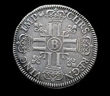 Louis XIV , 1/2 demi écu aux huit 8 L , 1er type , 1690 B Rouen 