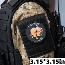 Patch humour Thick Thighs Save Lives écusson brodé fun  8x8cm Hook Loop Scratch