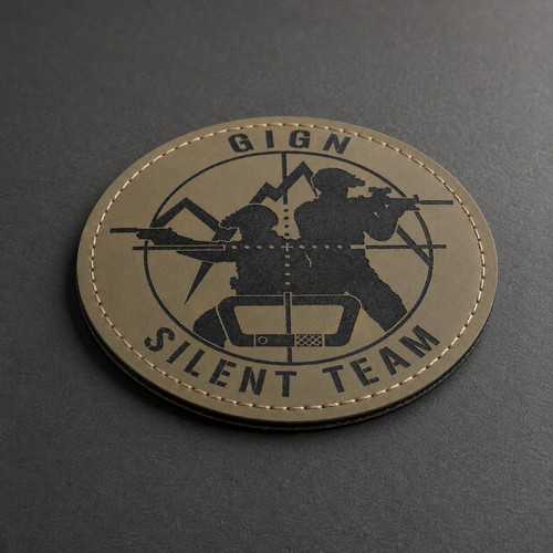 Ecusson velcro gign cuir pu - ecusson,
