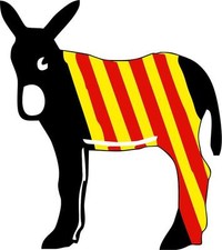 Autocollant sticker vinyl voiture moto ane catalan drapeau burro catalogne