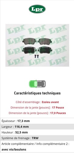 Jeu plaquettes de frein - 4,
