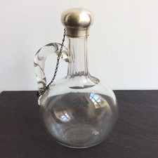 Carafe Ancienne Prise torsadée et Bouchon en Métal Argenté XIXème