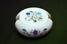 6 DESSOUS DE VERRES marqueterie de marbre XXe malachite lapis