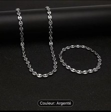 Collier et bracelet en acier inoxydable pour grains de café, bijoux pour homme