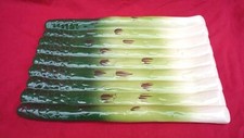 French Asparagus Server Dish Hand Painted Faience Trompe l'Oeil Vintage