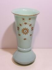 Grand vase ancien opaline céladon verte decor doré et emaillé XIXe 30cm