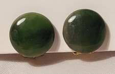 BIJOUX VINTAGE BOUCLES D'OREILLES À CLIPS JADE VERT #MB# 