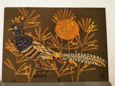 Œuvre Faisan Bleu Tapisserie En Laine Artiste René Fumeron Tableau France 