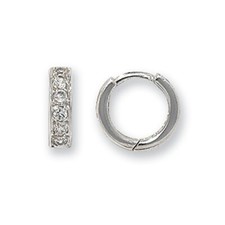 Hommes Huggie Boucle D'Oreille Anneau Solide 9ct or Blanc 375 Poinçonnée Neuf