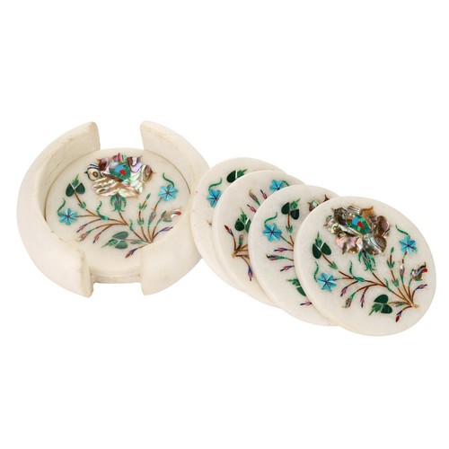 Marbre thé coaster set - thé, lapis