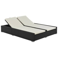 Chaise Longue Double Résine Tressée Marron et Crème Transat Chilienne vidaXL