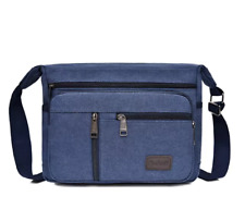 Sac besace à Bandoulière Sacoche en Toile Vintage Voyage Travail Bleu