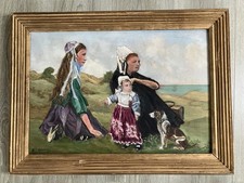 Beau Tableau HST signé MF Mercier 1951 Bretonnes ?