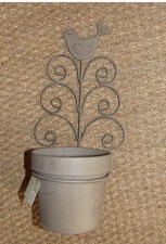 Cache pot taupe support métal