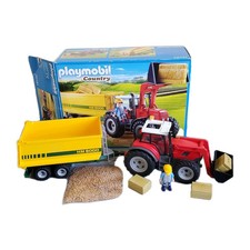 Playmobil Country 70131 Tracteur Remorque Fourche Boîte Ferme Bottes Paille TBE