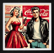 ?⭐Affiche Pin-Up Vintage Coca-Cola 40x40 cm – Déco Murale Rétro Années 50