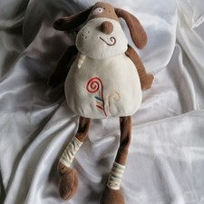 Doudou chien blanc, marron