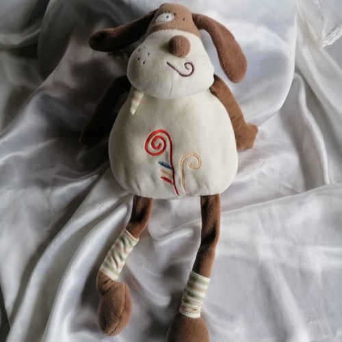 Doudou chien blanc marron - blanc,,