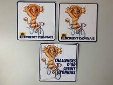 LOT 3 STICKERS VINTAGE   TOUR DE FRANCE - LION CREDIT LYONNAIS