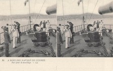 CP A BORD NAVIRES GUERRE PARE POUR MOUILLAGE - MARINS - 63512