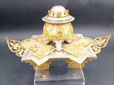 SUPERBE ENCRIER BRONZE Doré XIXème BUREAU COLLECTION ECRITOIRE LOUIS XVI