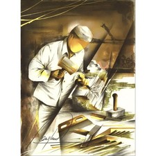 POULET Raymond - Lithographie originale "Le Tailleur de Pierre" 37x27cm - 1984