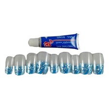 Colle pour Fixation Faux Ongles 2g + 10 Faux Ongles Manucure Nail Art Tips