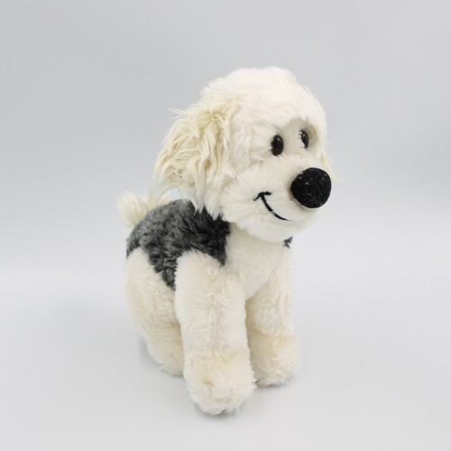 Peluche chien blanc gris