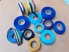 Lot Rubans Multicolore Noir  Bleu Tricolore Polyester Nylon Taffetas Vintage 009