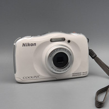 Nikon Coolpix W100 13.2Mp Digital Camera White Waterproof 10m, Charger, New SD