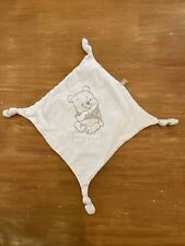 Doudou winnie l'ourson plat Beige ecru carré noeud baby pooh Tissu Coton