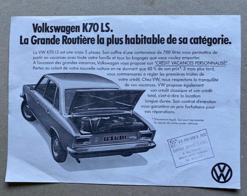 Feuillet automobile volkswagen - feuillet,
