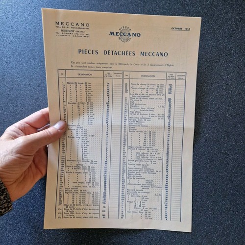Meccano 1953 bon - de, commande
