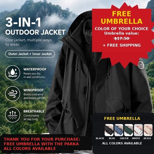 Parka homme imperméable 2en1 - homme,