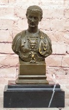 Buste En Bronze Du Roman Empereur Jules César Fait Main Signé