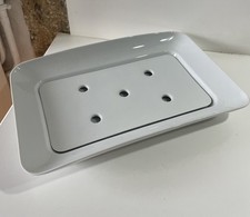 PLAT A ASPERGES EN PORCELAINE BLANCHE  TRADITION COLLECTION DECO SHABBY CUISINE