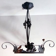 MONTURE LUSTRE ACCESSOIRES LUMINAIRE FER FORGE POUR VASQUE ET 3 TULIPE