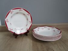 7 Assiettes Creuses anciennes Digoin Sarreguemines Modèle Aquitania Floral Rouge