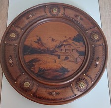 ancienne assiette murale bois