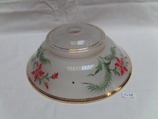 abat-jour ancien en verre satiné floral trou de 28 mm 1950 Ø 21,9 cm (CL98)