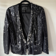 Maje Black collarless sequin
