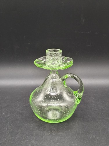 Bougeoir verre bullé vert - , à