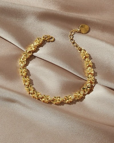Bracelet fleurs jonc - bracelet, doré