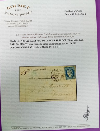 Sur lettre par ballon - n°,