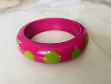 Bracelet jonc rose à pois verts Polka MARION GODART