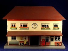 RARE ancien jouet tôle lithographié gare voyageur train Western Germany BUB 1950