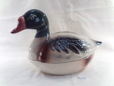 Terrine ou pot couvert en faïence, canard, Michel Caugant, Portugal  (CO48)