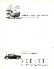 Publicité ancienne voiture automobile Ford Vedette 1950 issue de magazine Troy