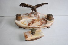 Ancien encrier bronze onyx - ancien,