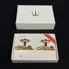 Paire Vintage De Boutons De Manchette En Ton Doré Hickok General Steam Engine